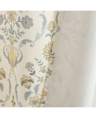 Clara Floral Damask Patterned Window Back Tab Rod Pocket Curtains Bedroom - Light Blocking Darkening Window Panels, Set of 2 (Grey, 52 W x 84 L)