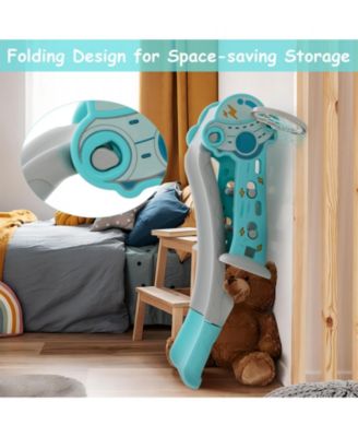 3-in-1 Folding Slide Playset with Basketball Hoop and Small Basketball