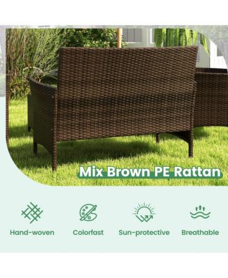 4 Piece Outdoor Wicker Furniture Set  Patio Rattan Conversation Set w/ Table