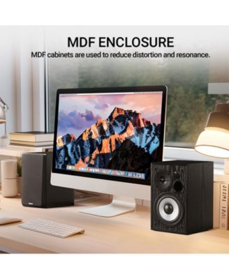 Bluetooth Bookshelf Speakers with MDF Enclosure, Powered Studio Monitors - 24W RMS (Pair)