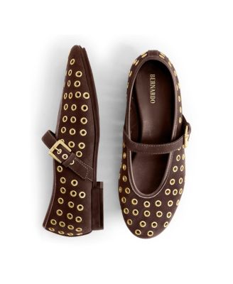 Bernardo Borden Grommet Mary Jane Flat