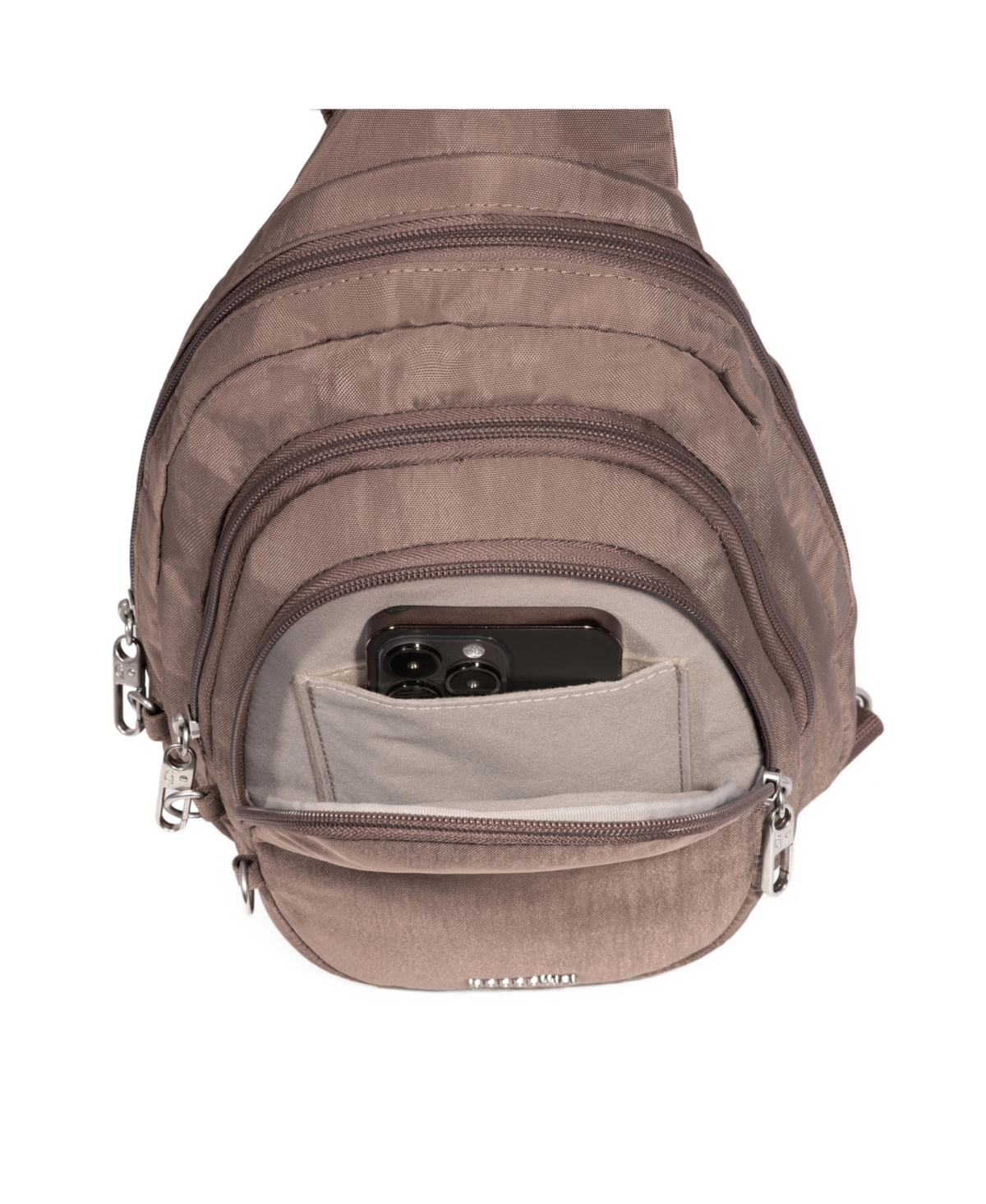Baggallini Securtex Anti-theft Multi Zip Sling Bag In Portobello