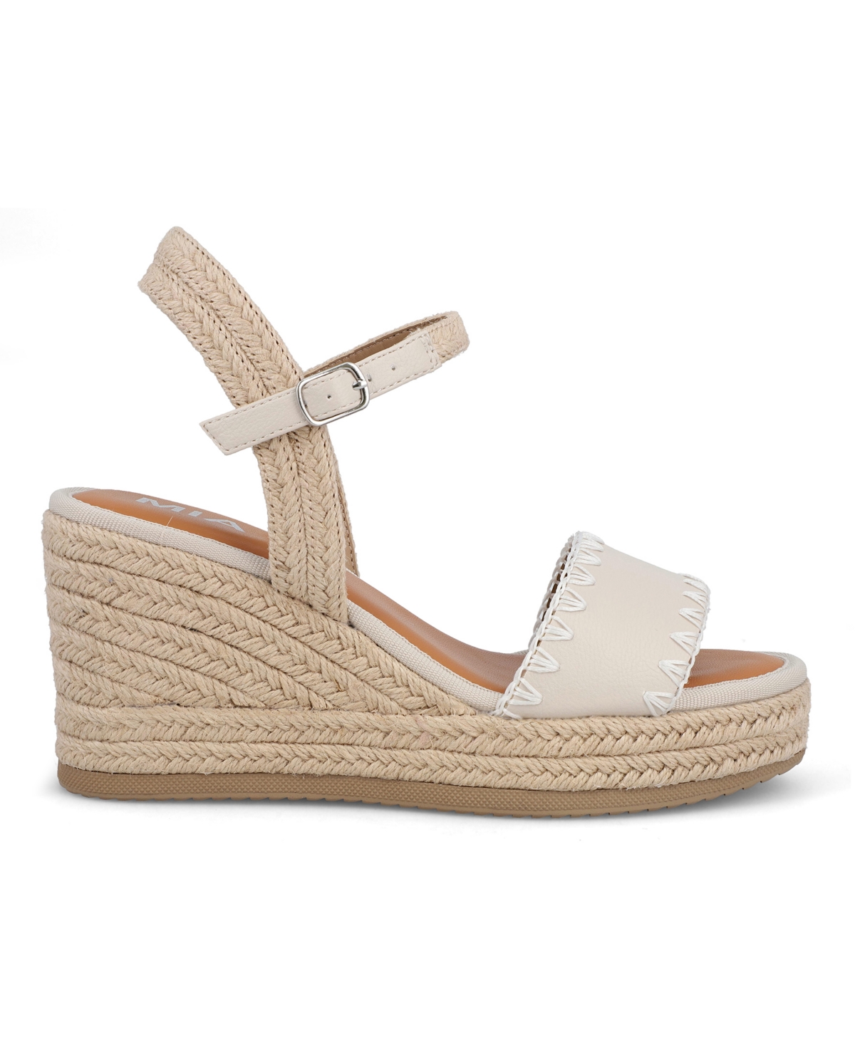 Mia Becky Ankle Strap Espadrille Platform Wedge Sandal In Natural,ecru