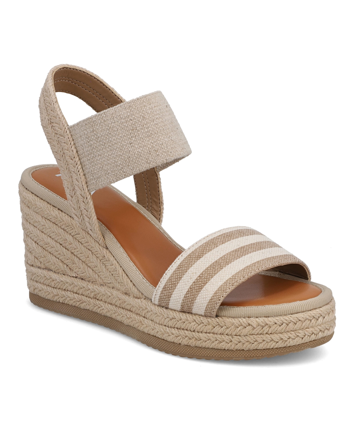 Mia Women's Brittni Round Toe Wedge Sandals In Natural,off White