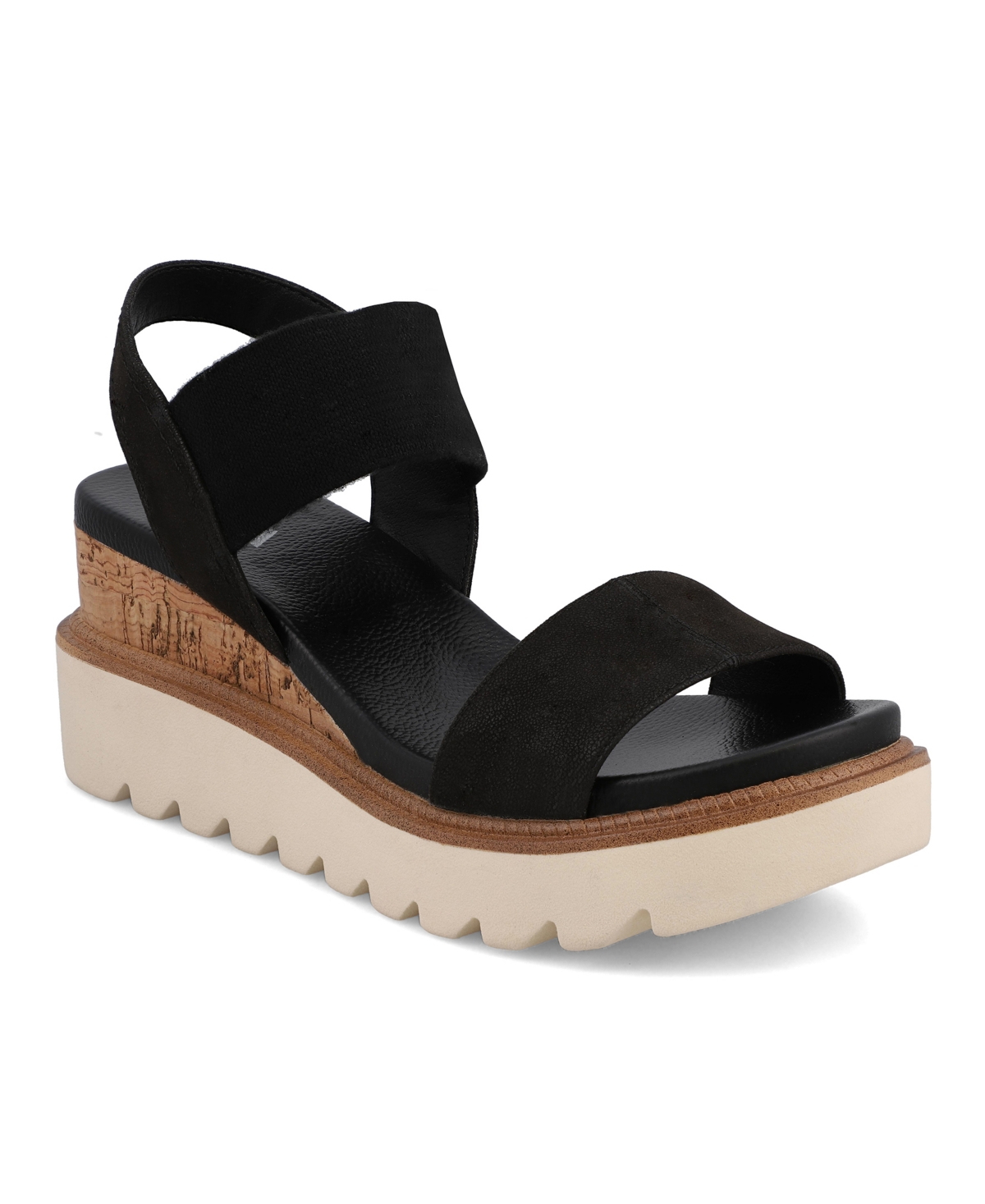 Mia Olany Platform Wedge Ankle Strap Sandal In Black