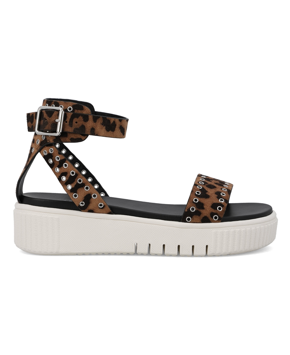 Shop Mia Women's Evelin Grommeted Platform Round Toe Sandals In Leopard
