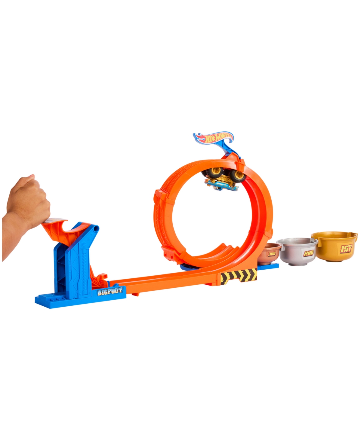Hot Wheels Monster Trucks Loop-and-flip Trophy Challenge Playset With Die-cast Bigfoot Toy Truck In Multi-color