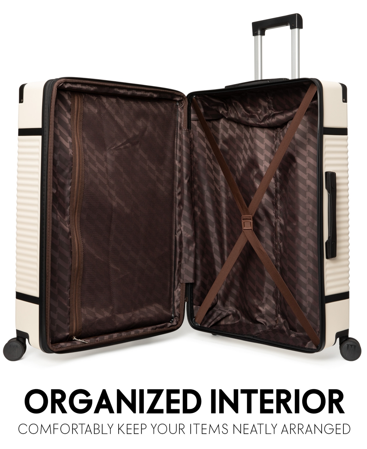 Elle Bville 3-piece Expandable Retro Spinner Luggage Set In Champagne