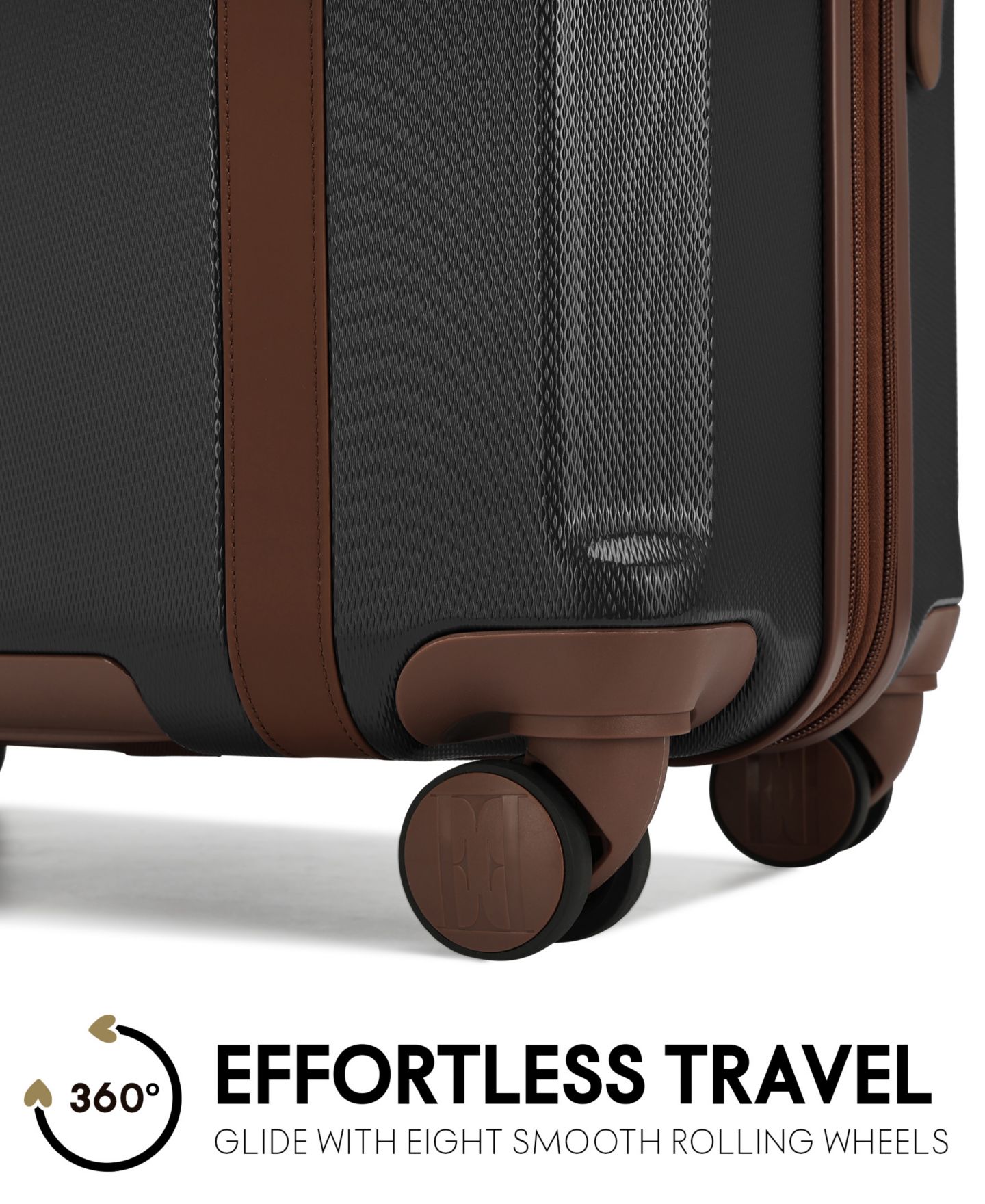 Чемоданы ELLE Luxe Journey 3-Piece Expandable Retro Spinner Luggage Set, цвет: Чёрный — фото 5