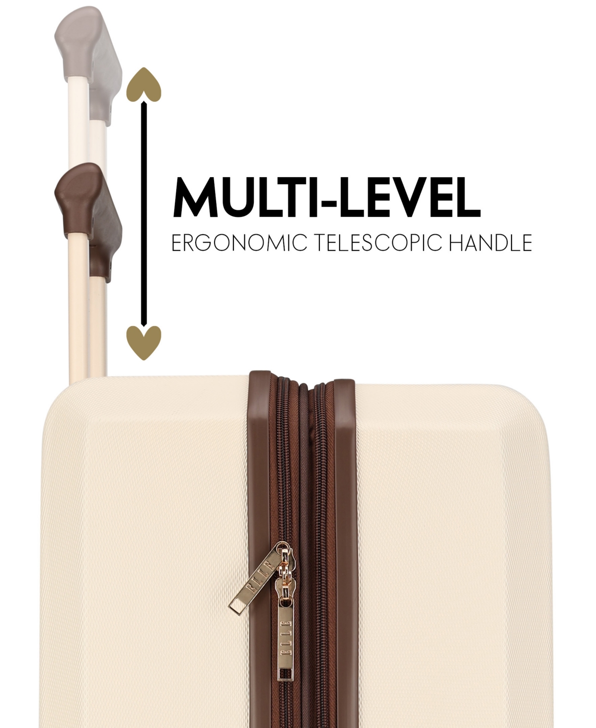 Elle Luxe Journey 3-piece Expandable Retro Spinner Luggage Set In Champagne