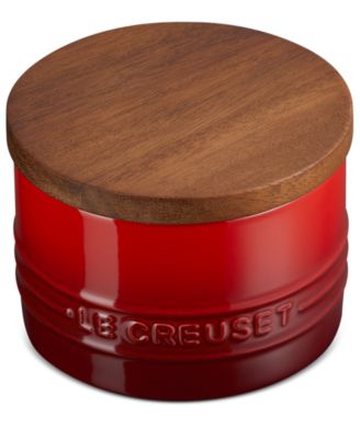 Stoneware Signature Salt Cellar with Wood Lid, 7-Oz.
