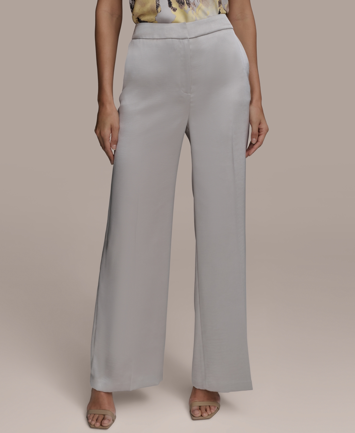 Women's Wide-Leg Satin Pants, Regular & Petite - Tuscan Grey