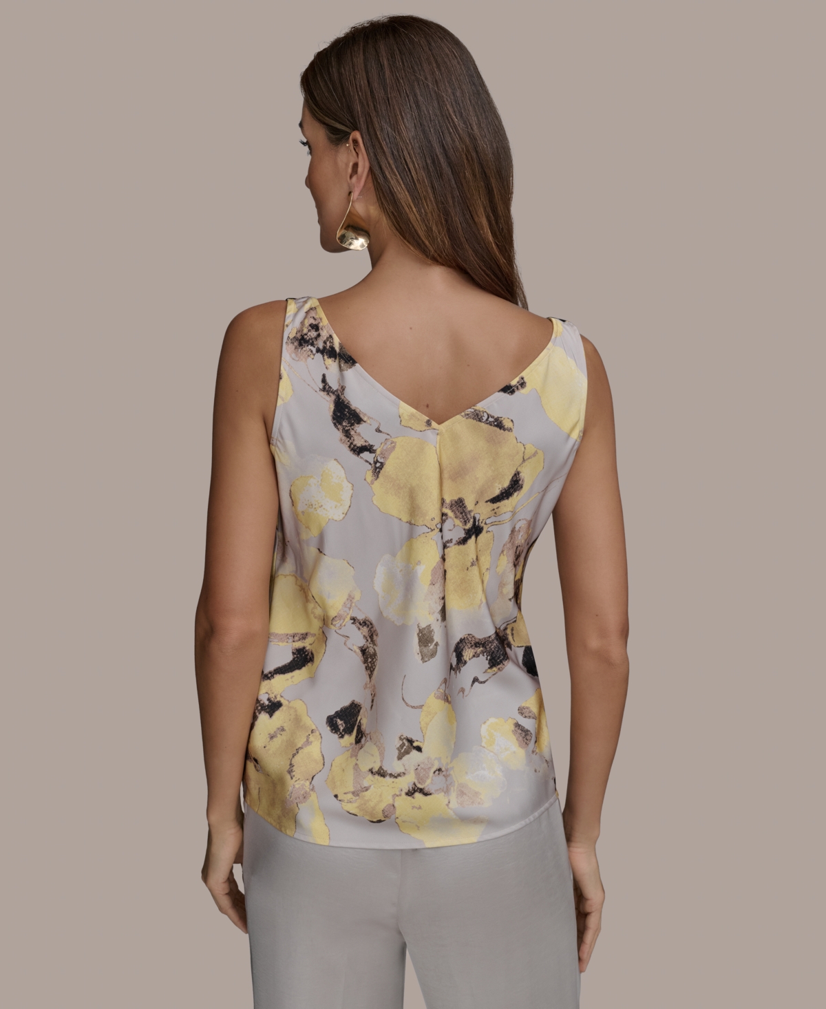 DONNA KARAN WOMEN'S PRINTED COWLNECK CAMISOLE, REGULAR & PETITE SIZES 