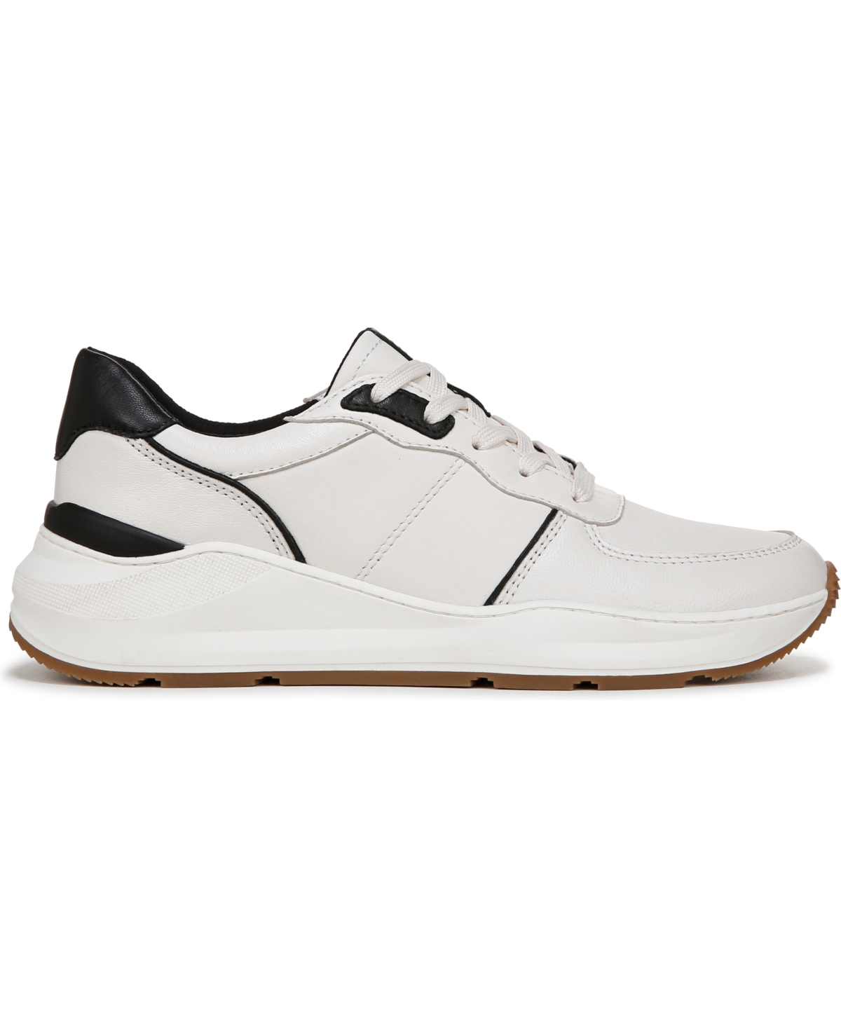 Naturalizer Women's Blossom Round Toe Lace Up Wedge Sneakers In Warm White,black Leather
