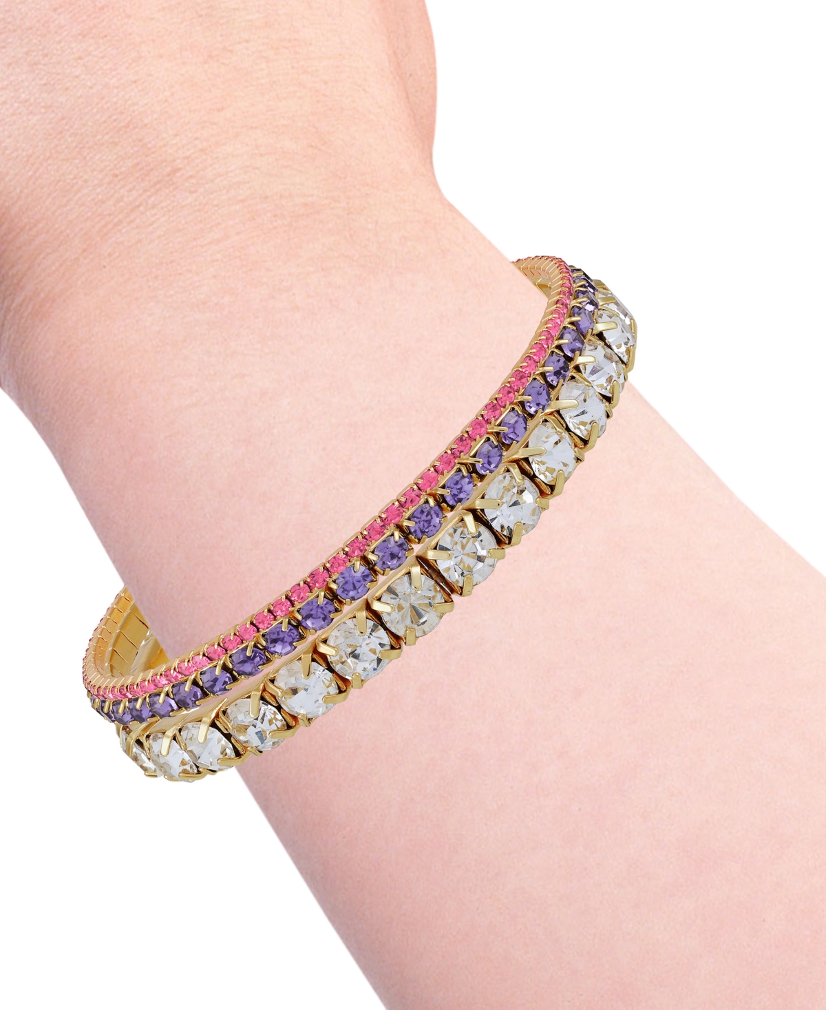 GUESS FLOWER STATEMENT NECKLACE, DROP EARRINGS & STRETCH BRACELET SET 