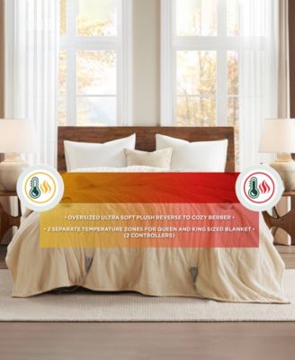 Electric Reversible Plush to Berber Blanket, Queen