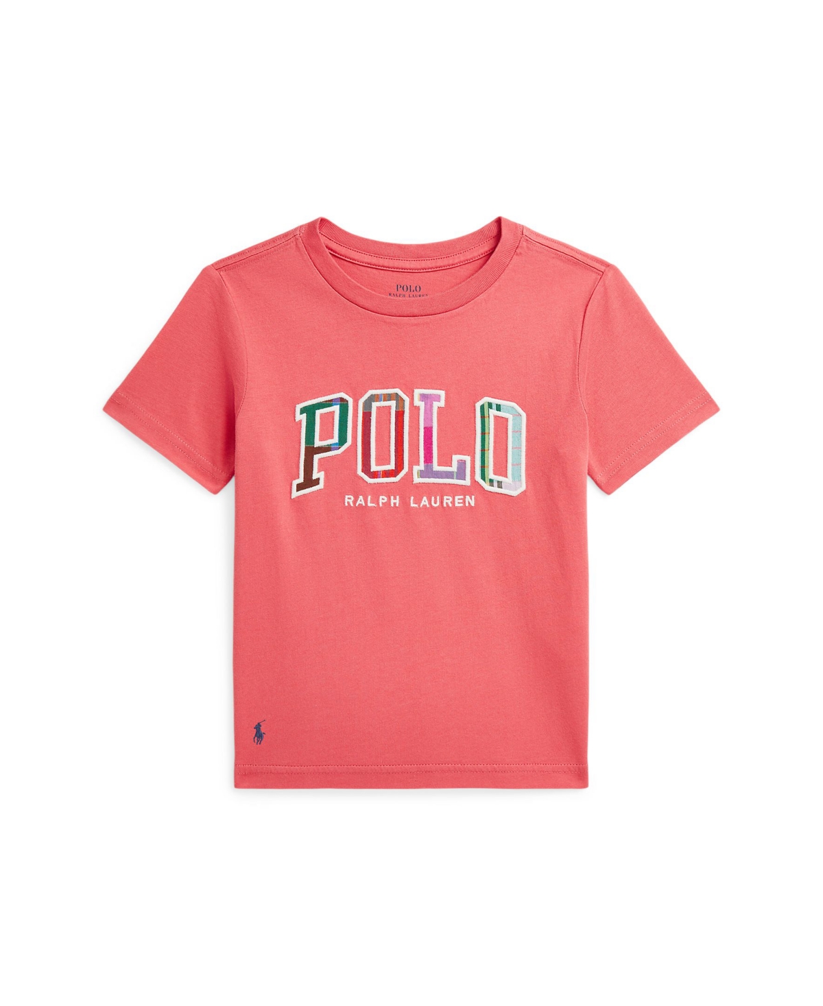 Polo Ralph Lauren Big Boys Madras-logo Jersey T-shirt In Red Sky