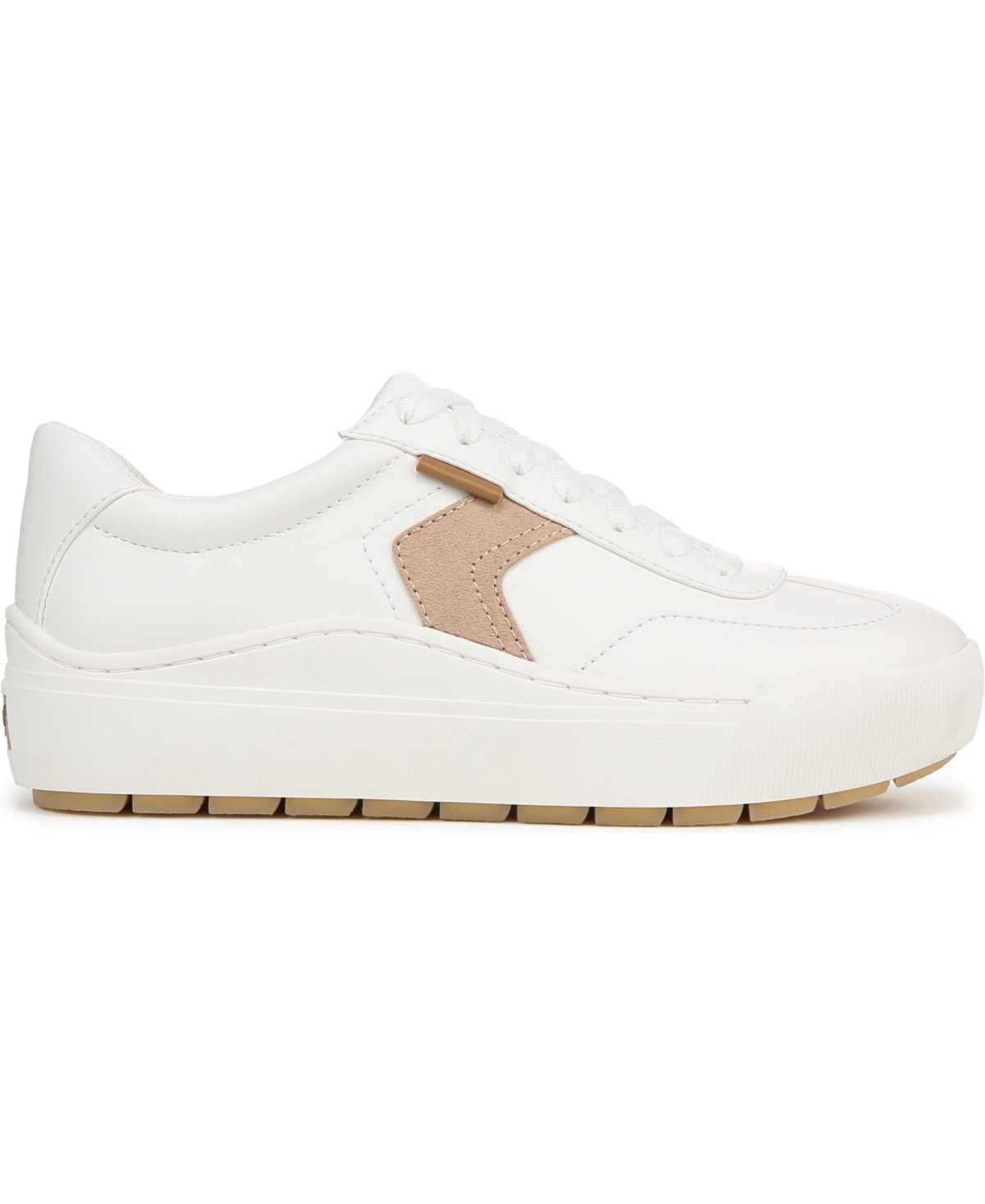 Shop Dr. Scholl's Women's Time Off Win Lace Up Platform Sneakers In White Sand Faux Leather