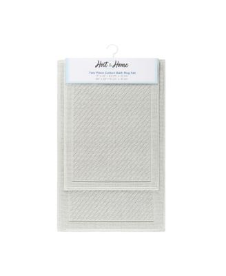 Host & Home Cotton Bath Rug, Stylish Textured Woven Design, Slip Resistant Backing, 5 Color Options, 2-Piece Set - 17x24 & 20x32