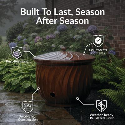 Outdoor Decorative Metal Garden Hose Holder with Lid