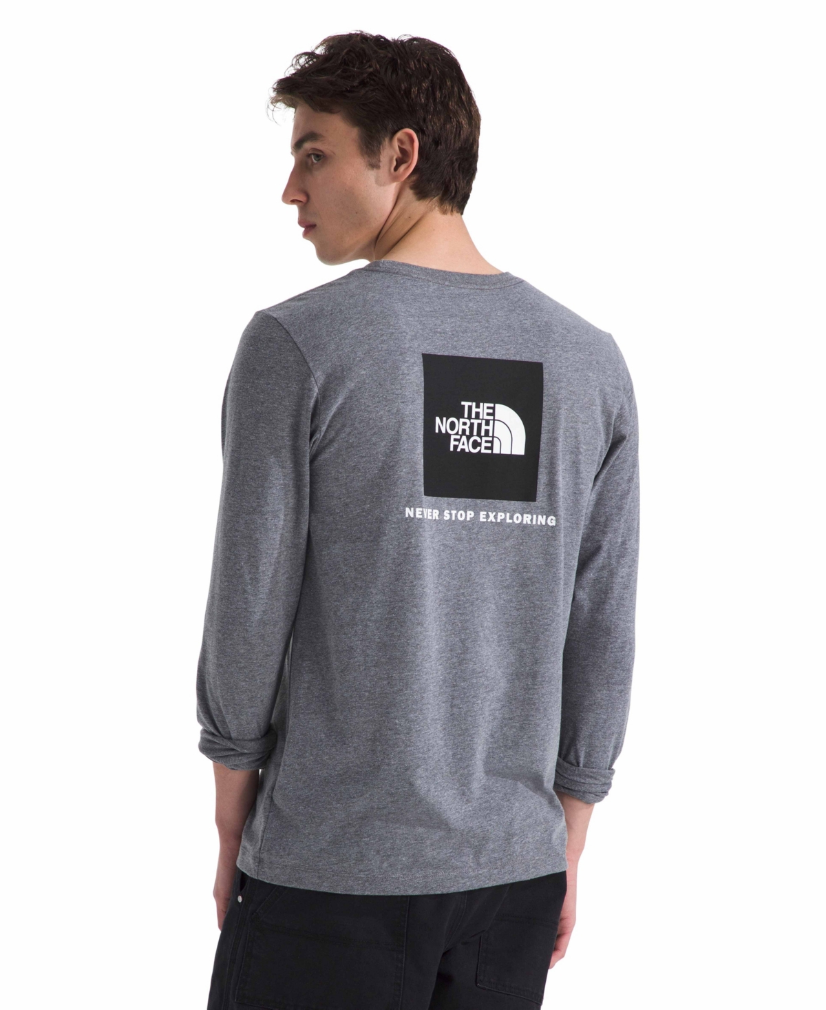 THE NORTH FACE MEN'S LONG SLEEVE BOX NEVER STOP EXPLORING T-SHIRT 