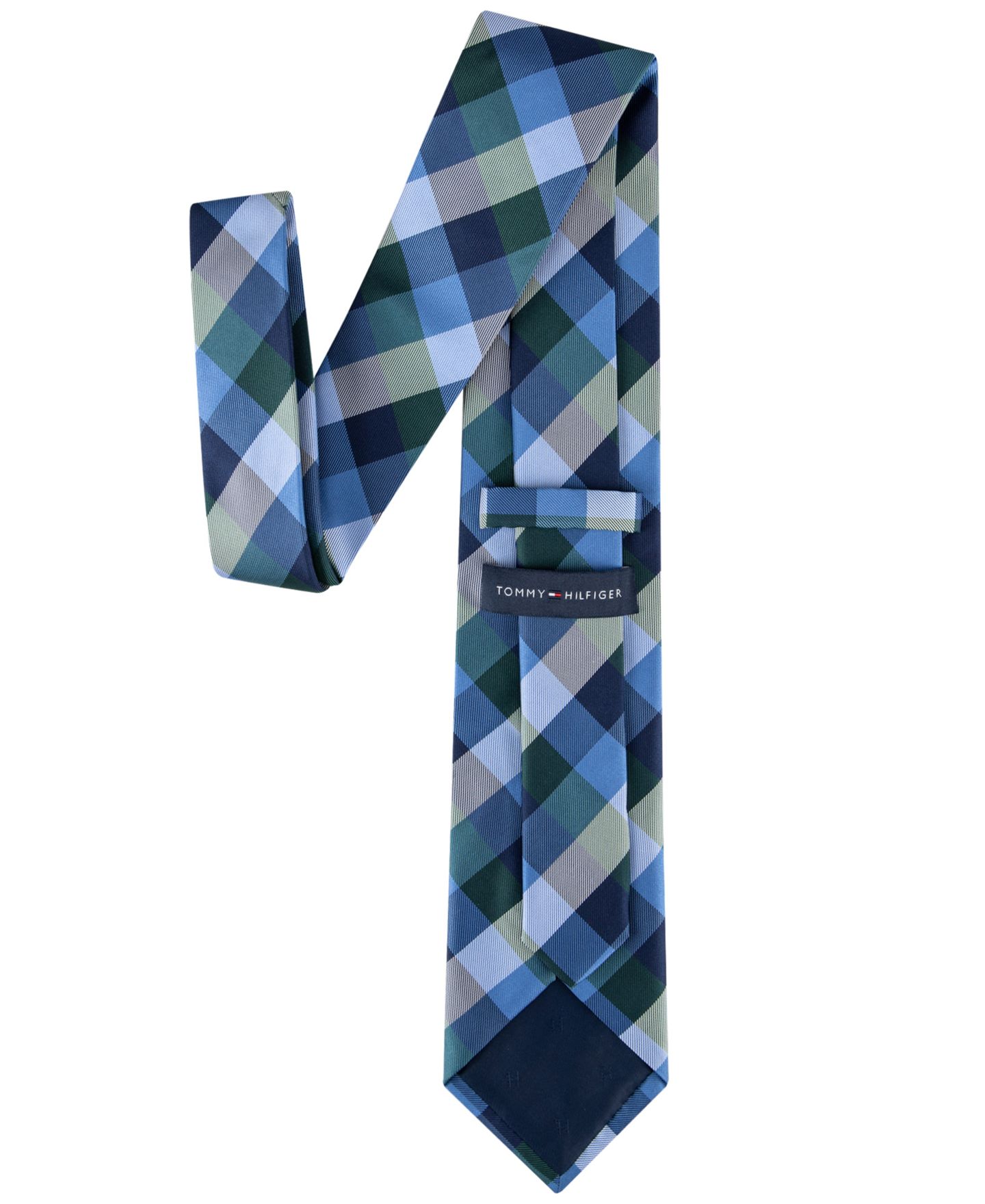 Мужской галстук Tommy Hilfiger Buffalo Plaid Tartan Tie, цвет: Зелёный — фото 3