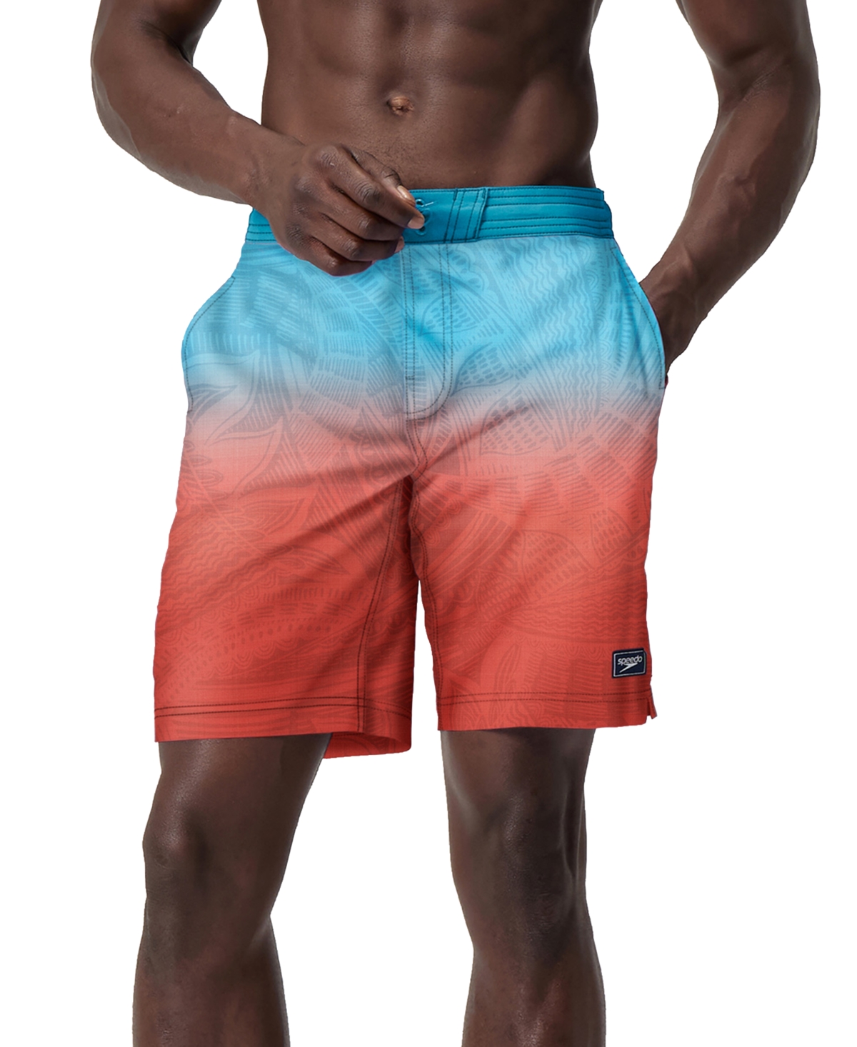Men's Island Flow Bondi Basin Ombre Drawstring 9" Boardshorts - Red