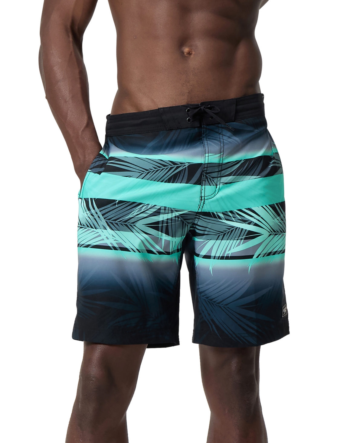 Men's Bondi Basin Palm Print Drawstring 9" Boardshorts - Anthracite