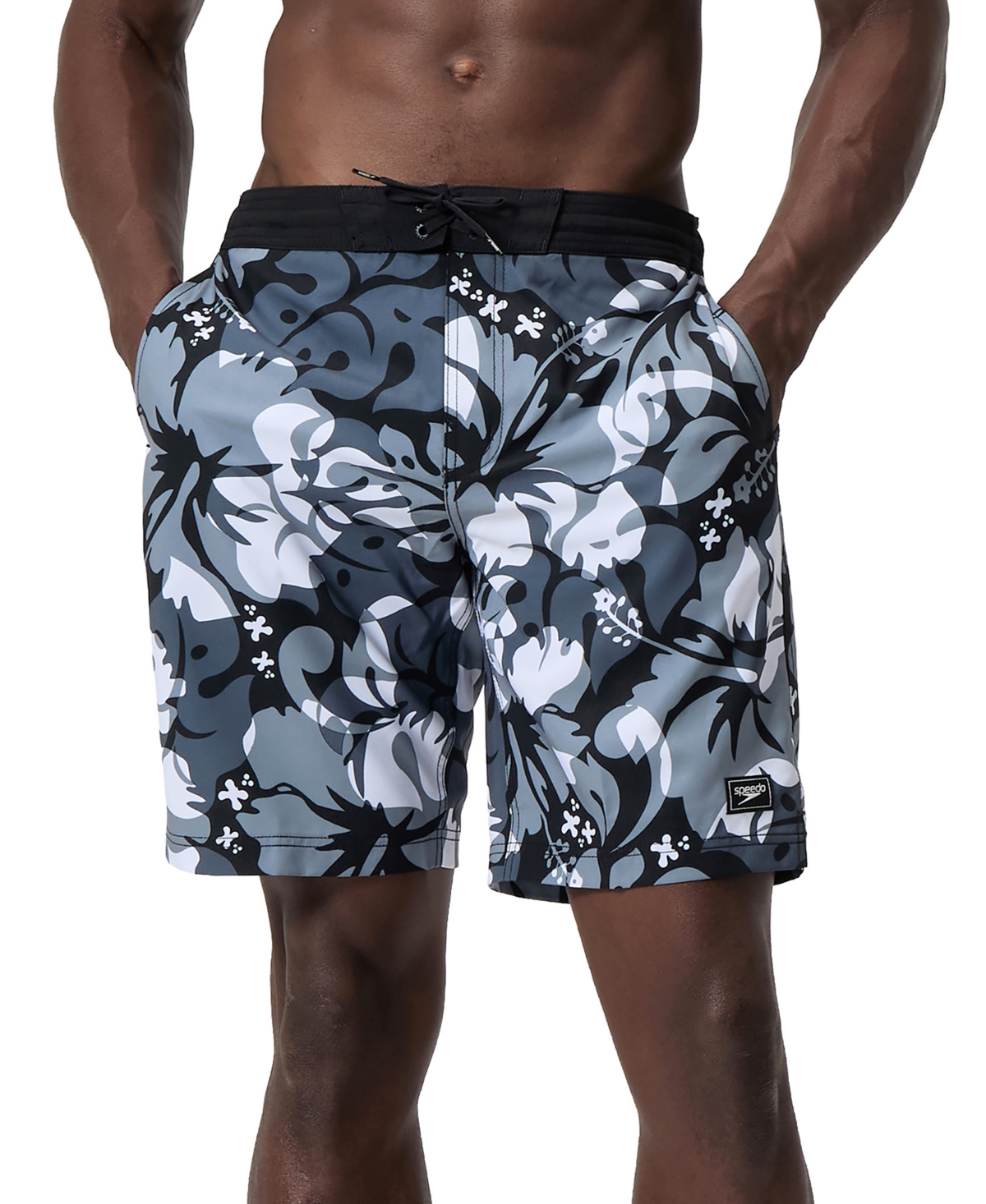 Men's Bondi Basin Comfort Stretch Printed 9" Boardshorts - Coin Grey
