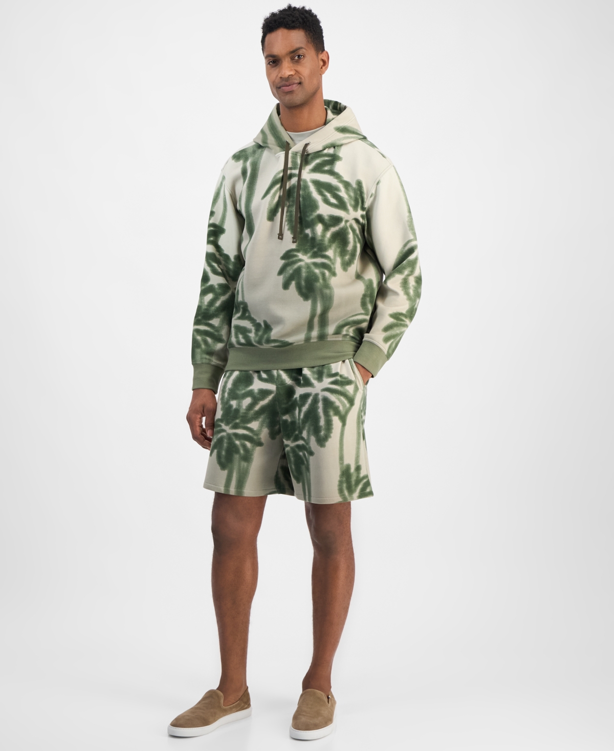 A|X Armani Exchange Men's Long Sleeve Palm Tree Print Hoodie