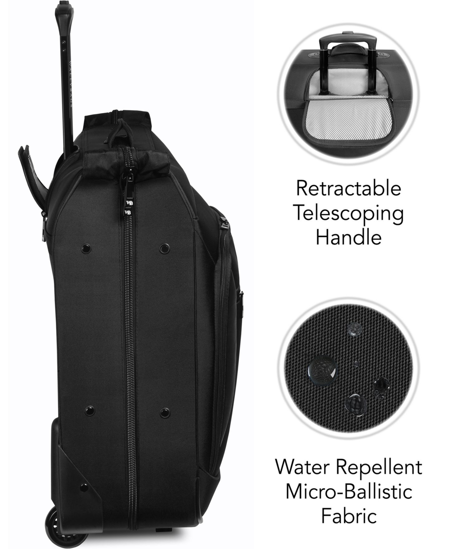 Сумка WallyBags 45" Premium Rolling Garment Bag with Multiple Pockets, цвет: Чёрный — фото 3