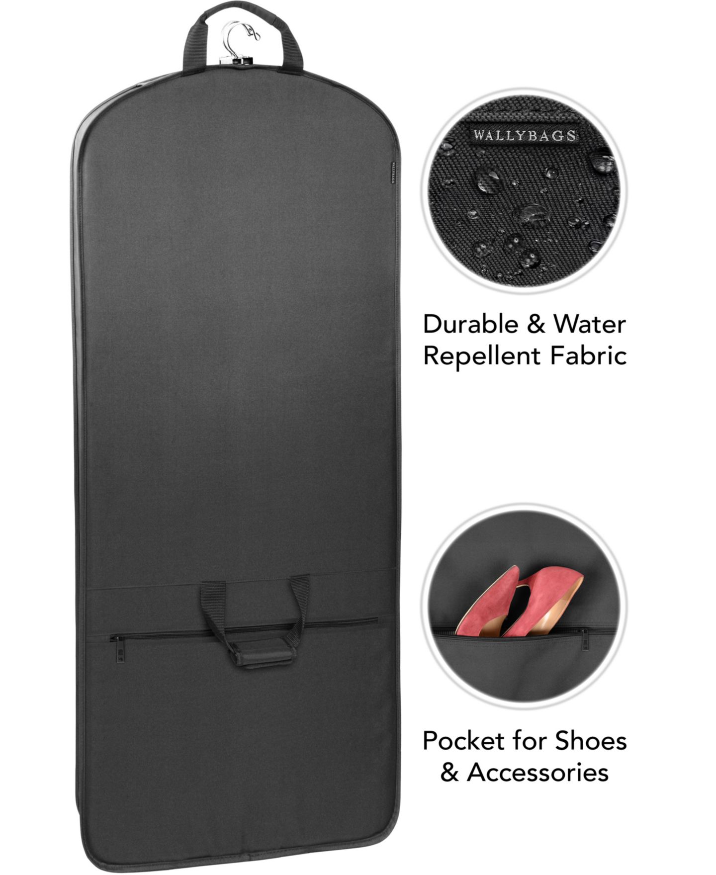 Сумка WallyBags 60" Premium Tri-Fold Travel Garment Bag with Pocket, цвет: Чёрный — фото 3