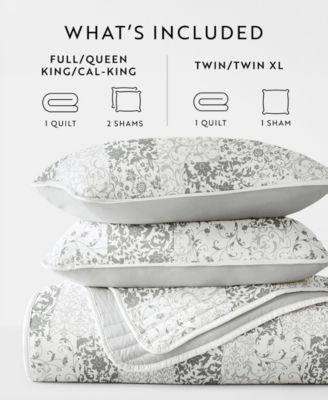 Scrolled Patchwork Reversible 3-Pc. Lightweight Quilt Set, Full/Queen