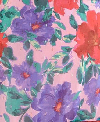 Juniors' Floral-Print Cold-Shoulder Ruffle-Trim Dress