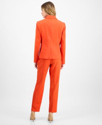Women's Crepe One-Button Straight-Leg Pantsuit Set, Regular & Petite 