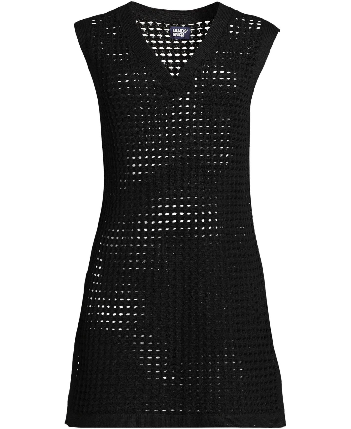 Женское платье Lands' End Plus Size Open Knit Cover-up, цвет: Чёрный — фото 4