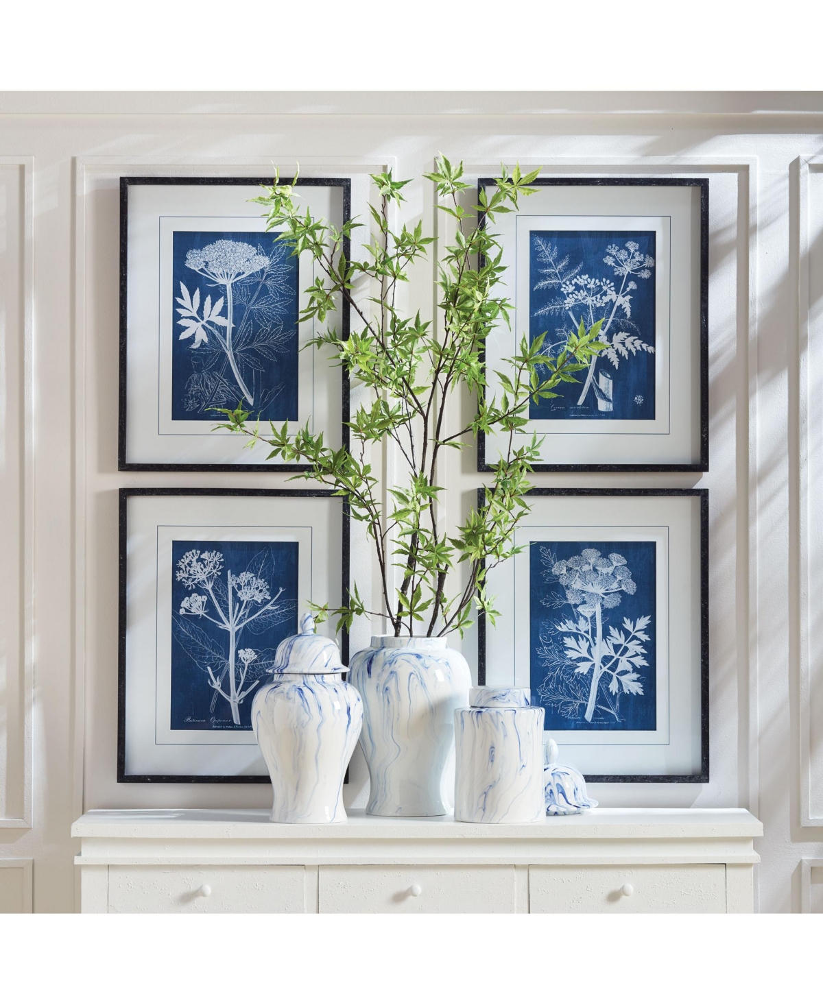 Cyanotype Queen Annes Lace Prints Set of 4