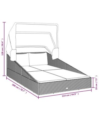 Sunbed with Foldable Roof  78.7"x44.9"x50.4" Poly Rattan