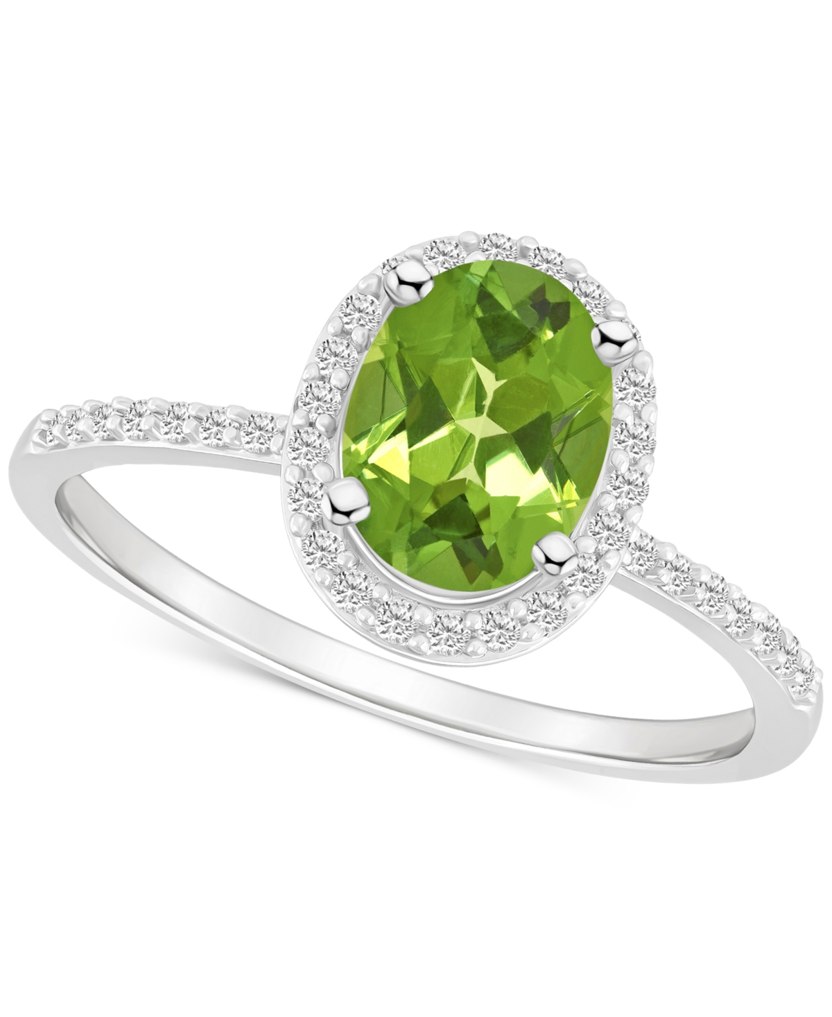 MACY'S BLUE TOPAZ (1-3/5 CT. T.W.) & LAB CREATED WHITE SAPPHIRE (1/5 CT. T.W.) OVAL HALO RING IN 10K WHITE  