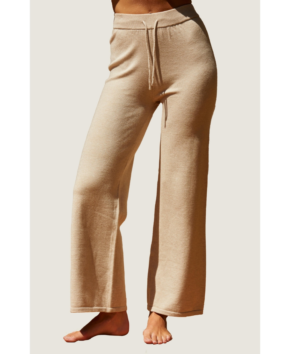 Women's Jaqui Lounge Sweater Knit Pants - Beige/khaki + beige