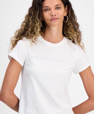 Women's Rhinestone Logo Cotton T-Shirt