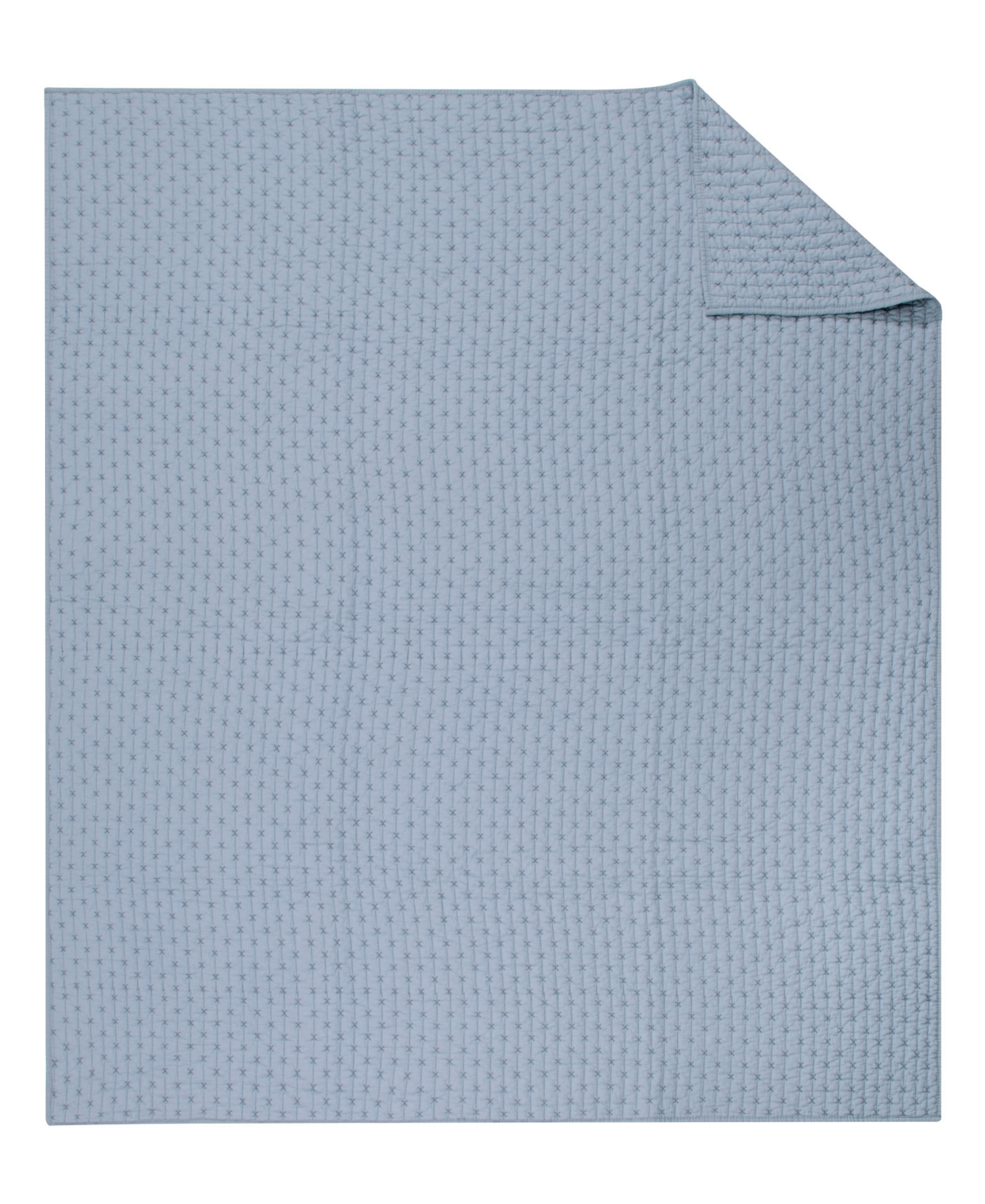 Levtex Cross Stitch Reversible Quilted Throw, 50" X 60" In Chambray
