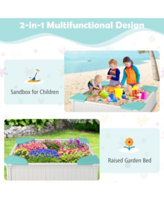 Kids Outdoor Sandbox with Oxford Cover and 4 Corner Seats