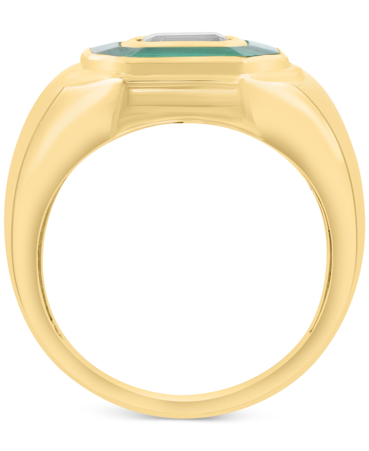 Effy Collection Effy White Topaz (5/8 Ct. T.w.) & Malachite Octagon Ring In 14k Gold-plated Sterling Silver