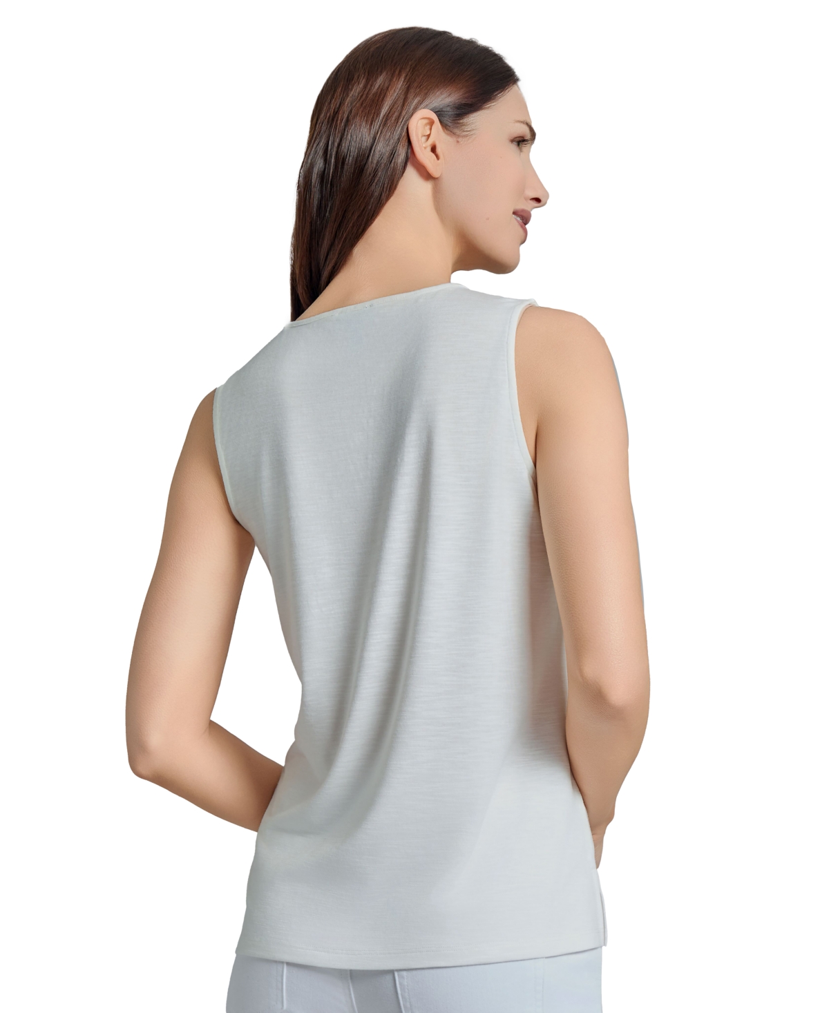 Jones New York Petite Sleeveless Embroidered V-neck Top In Nyc White