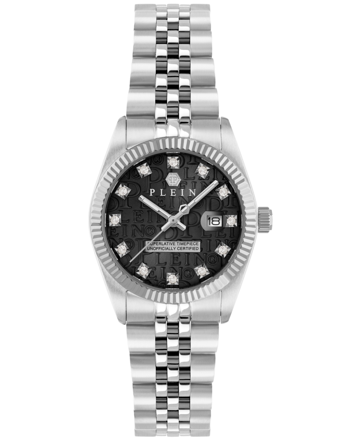 Philipp Plein Date Superlative Crystal Watch In Stainless Steel