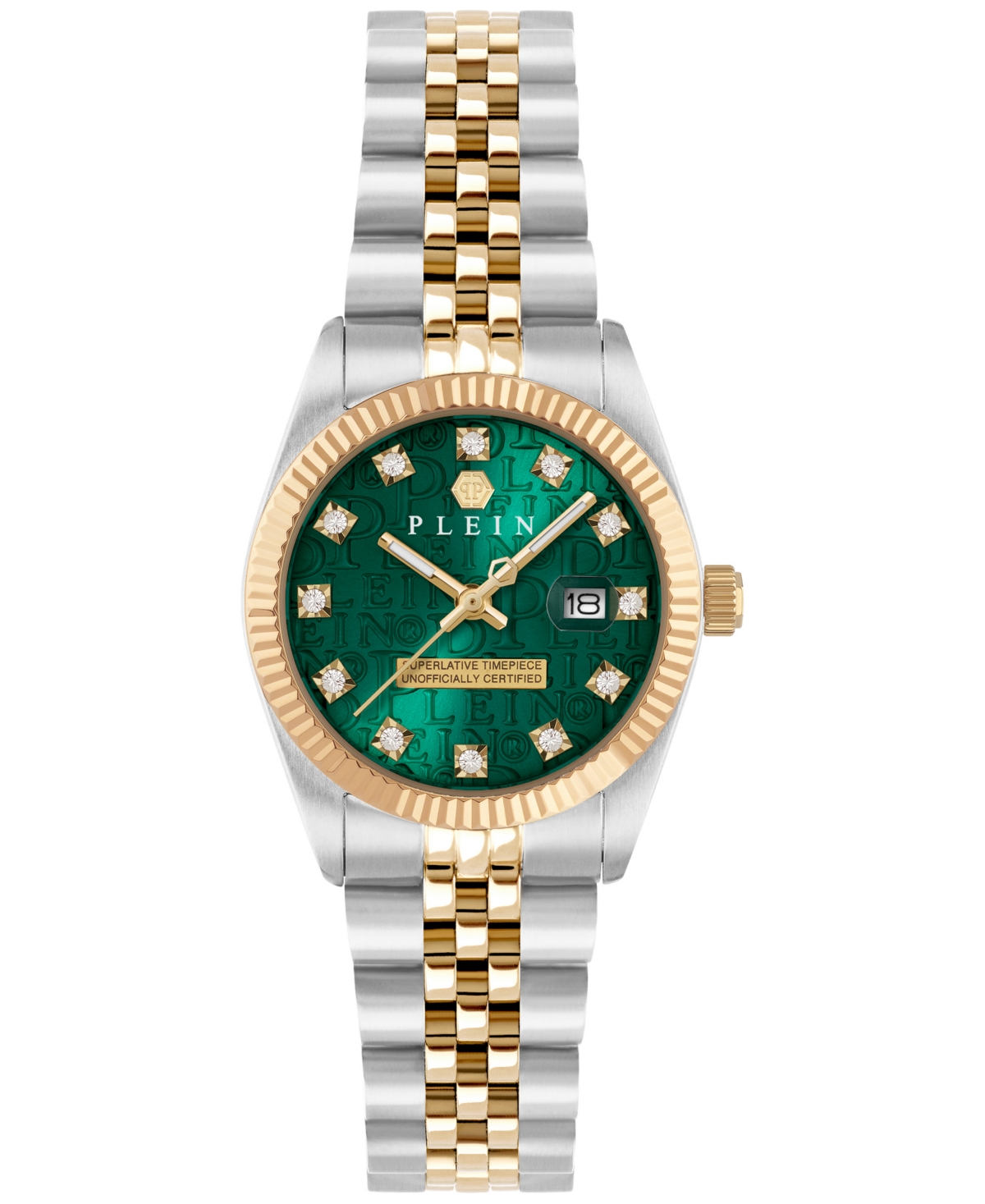 Philipp Plein Date Superlative Crystal Watch In Two Tone