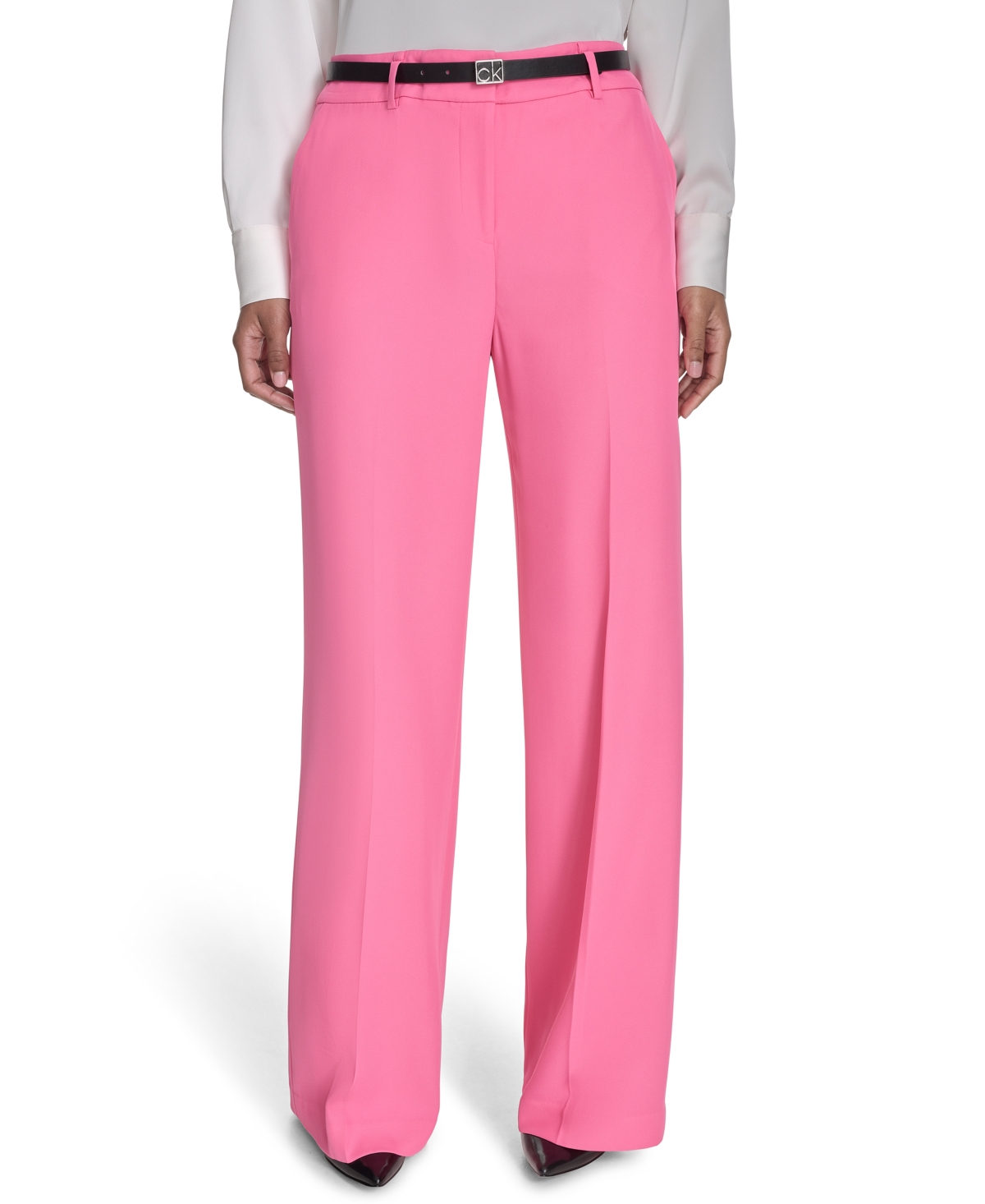 Calvin Klein Plus Size Mid-rise Wide-leg Pants In Peony