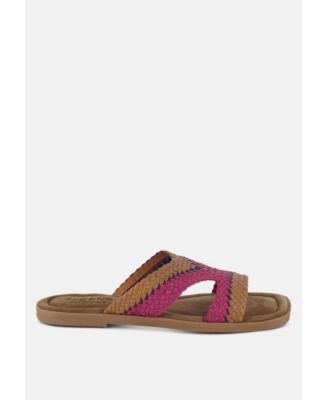 Rag and Co Womens Eirata Genuine Mesh Leather Slip-On Flats