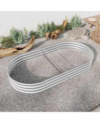 Raised Garden Bed Outdoor, Oval Large Metal Raised Planter Bed for for Plants, Vegetables, and Flowers - Silver 88.99"x 44.68" x 11.42'